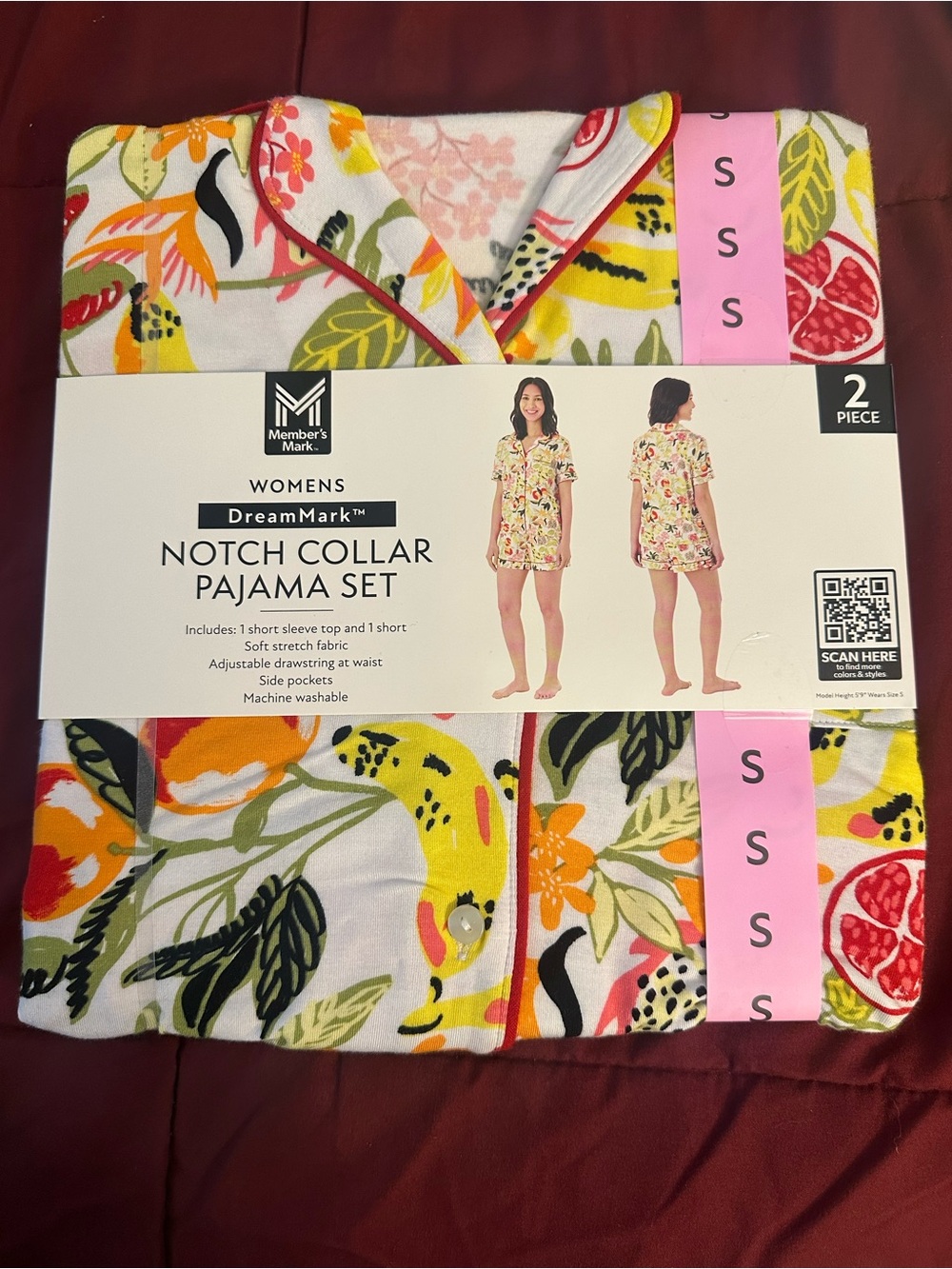 Member's Mark DreamMark Notch Collar Pajama Set - White Floral